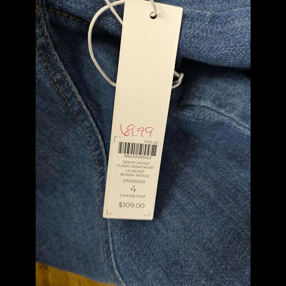 Chico's NWT Women's Size 4 XXL Denim Jacket - Picture 3 of 5